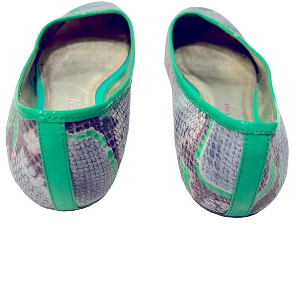 Elaine Turner Sydney Snake Skin Flat Ballet Bright Green Shoe Size 9 - Picture 3 of 9